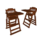 Two Wooden Children's High Chairs With Backrest And Small Table Design