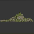 Square Shaped 3D Terrain Model With Green Vegetation And Rocky Texture 3d model