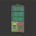 Elegant Turquoise Vintage Storage Cabinet With Ornate Carved Details And Decorative Legs