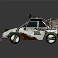 Post Apocalyptic Modified Car With Roof Lights Custom Bumper And Unique Wheel Design