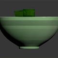 Green Bowl Of Ramen Noodles With Soft Boiled Egg Sliced Ham And Red Broth 3d model