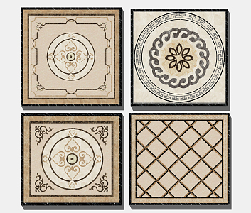 Simple European Floor Tile Stone Floor Mosquet Tile Combination 3d model