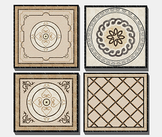 Simple European Floor Tile Stone Floor Mosquet Tile Combination 3d model