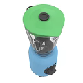 Colorful Electric Blender Design With Green Lid Transparent Container And Blue Base