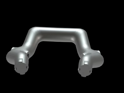 Silver U Shaped Metal Pipe with End Fittings and Smooth Surface for Industrial Use 3d model