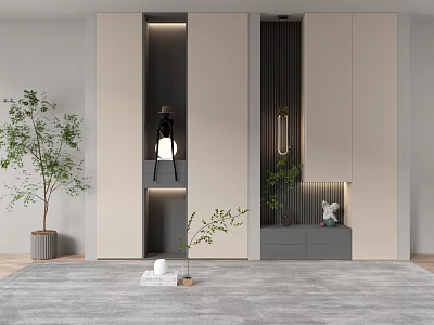 Modern Beige Shoe Cabinet With LED Lighting And Minimalist Storage Compartments 3d model