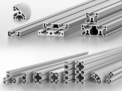 Industrial Aluminum Profiles With Various Cross Sections And Structural Shapes 3d model