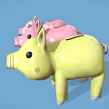 Three Colorful Piggy Banks With Unique Patterns And Designs On Blue Background