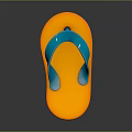 Orange Sole Flip Flops With White Stripe And Blue Strap Design 3d model