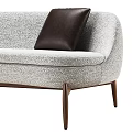 Modern Gray and Beige Sofa With Dark Brown Cushions and Wooden Legs