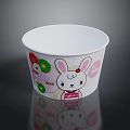 Cute White Paper Cup With Cartoon Rabbit And Colorful Flower Decorations