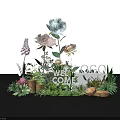 Floral Display With Colorful Flowers Welcome Sign Logo Green Plants And Grass