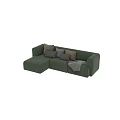 Modern Green Modular Sectional Sofa With Pillows And Throw Blanket 3d model