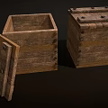 Vintage Rustic Wooden Boxes With Metal Rivets Open And Closed Design