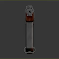 3D Rendered Gun Featuring Red Wooden Grip Stock Silver Metal Parts Gray Background Reflection