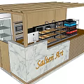 Salten Art Store With Marble Countertop Wooden Decor Beverage Display Shelves And Kitchen Equipment