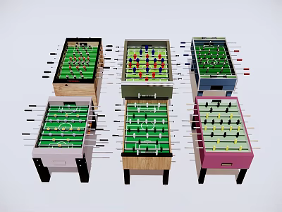 Foosball Tables Colorful Multiple Designs Indoor Recreational Play Equipment with Sturdy Bases 3d model