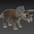 Realistic Triceratops 3D Model with Large Frill Brown Body Horns and Standing Pose