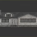 Traditional Wooden House Exterior With Gray Roof Chimney Front Porch And Windows
