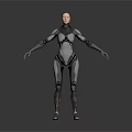 Female Form Robot Character With Mechanical Structure And Silver Gray Standing Pose 3d model