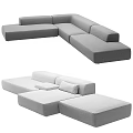 Gray Fabric Modular Sectional Sofa With Versatile Seating Design For Living Room 3d model