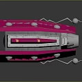 Pink Symmetrical Mechanical Device Featuring Silver Central Structure And Reflective Base