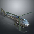 Green Military Helicopter Model Featuring Rotor Blades Transparent Windows And Star Insignia