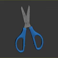 Blue Handled Scissors With Sharp Metal Blades Isolated On Dark Surface 3d model