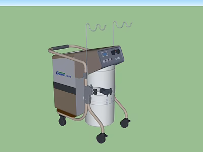 Industrial Equipment With Mobile Wheels Control Panel Storage Tank And Top Hooks 3d model