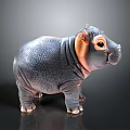 Adorable Baby Hippo Toy With Gray Skin Orange Ears And Smooth Shiny Surface
