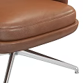 Brown Leather Leisure Chair With Armrests And Modern Metal Base Design