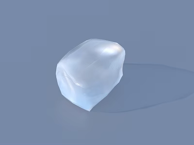 Transparent Ice Cube With Irregular Shape On Light Blue Background And Glossy Surface 3d model