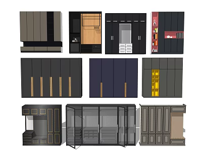 Modern Wardrobe Designs With Glass Doors Wood Panels And Storage Features 3d model