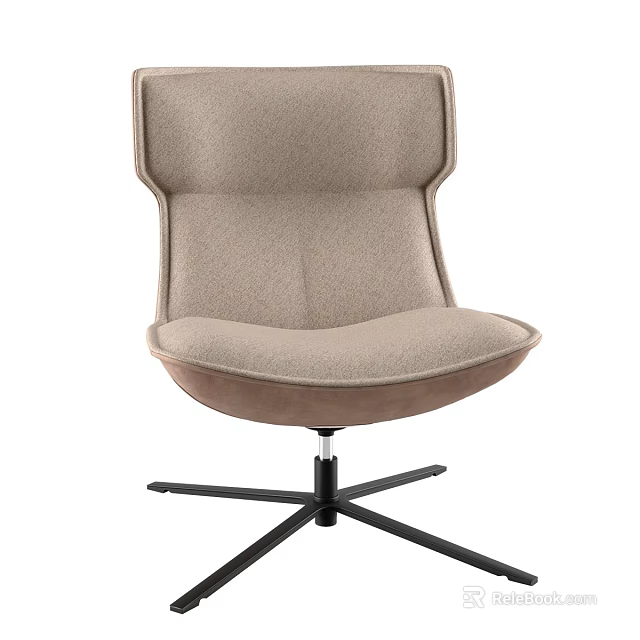 Modern Light Brown Fabric Single Sofa With Ergonomic Backrest And Metal Base 3d model 