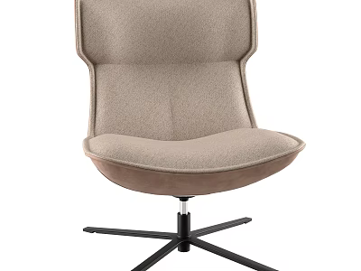 Modern Light Brown Fabric Single Sofa With Ergonomic Backrest And Metal Base 3d model