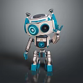 White And Blue Robot Character With Antennas Round Eyes And Waving Mechanical Arm