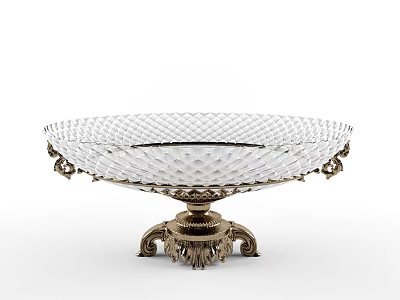 Elegant Transparent Ceramic Ware With Golden Decorative Carved Base For Home Decor 3d model