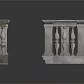Architectural Stone Railing Models With Detailed Decorative Balustrades And Columns 3d model
