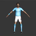 Man in Manchester City Blue Shirt White Shorts Number 2 with Blue Socks Grey Background