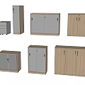 Various Wooden And White File Cabinets With Different Storage Designs 3d model