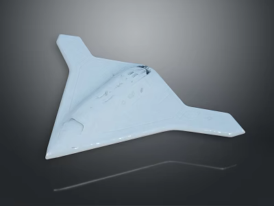 White Stealth Military Aircraft Model With Triangular Shape And Streamlined Design 3d model
