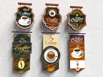 modern logo coffee flag 3d model