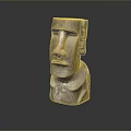 Wood Stone Handcrafted Statue Featuring Detailed Head Upper Body Natural Texture Rustic Artistic Feel