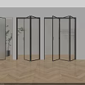 Modern Interior Folding Doors With Glass Panels And Black Metal Frames