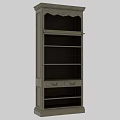 Tall Vintage Wooden Cabinet With Multiple Shelves And Bottom Drawers