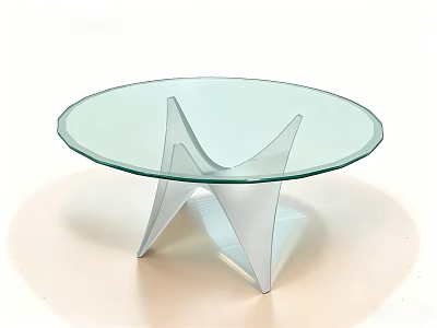 Modern Round Coffee Table With Glass Top And White Geometric Base 3d model