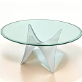 Modern Round Coffee Table With Glass Top And White Geometric Base