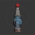 Rusty Blue Faucet With Red Handle As Vintage Household Item For Daily Use