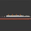 Classic Model Cruise Ship With Black White Red Hull And Multiple Funnels