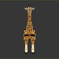 Giraffe Doll Made of Building Blocks with Yellow Brown Spots White Legs on Granular Base